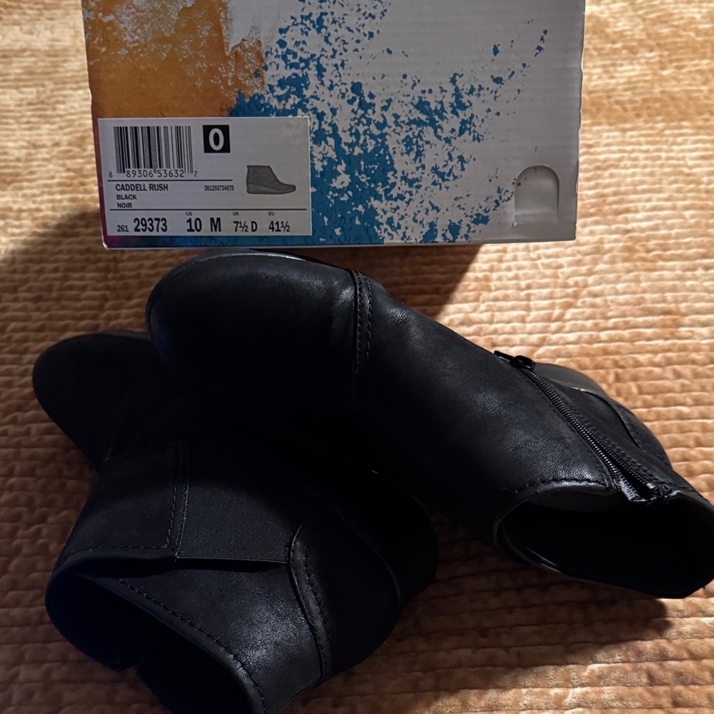 Cloud Steppers by Clarks Black Faux  Leather Booties Size 10M